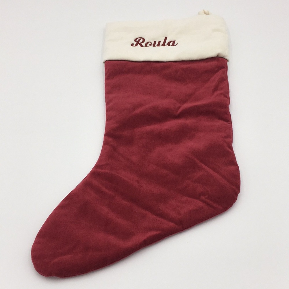 Pottery Barn Velvet Christmas Stocking “Roula”